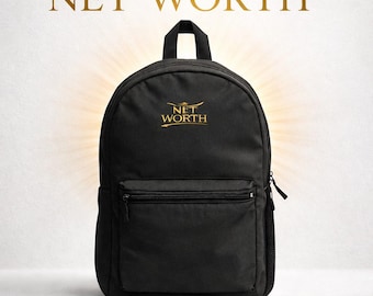 Net Worth Luxury Backpack | Black Gold Entrepreneur Travel Bag | Streetwear Legacy