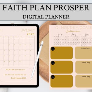 Planificador de fe imprimible, cuaderno de estudio bíblico, diario de oración imprimible, diario bíblico, planificador devocional, descarga instantánea, carta de EE. UU.