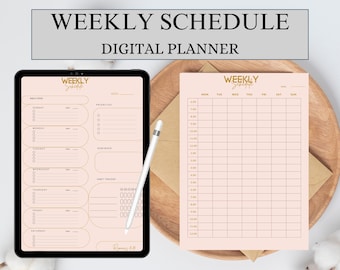 Printable Weekly Planner Template, Weekly Schedule, Weekly Agenda, Undated Weekly Planner Pages, Instant Download, A4/A5/Letter/Half Letter