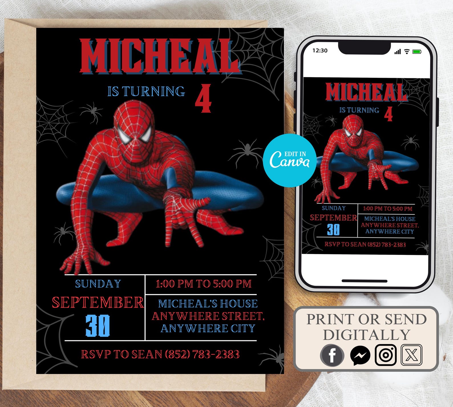 SPIDER MAN INVITATIONS