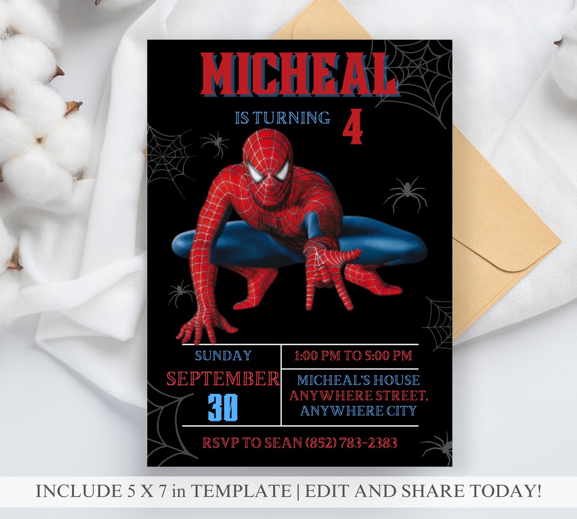 SPIDER MAN INVITATIONS main image 1