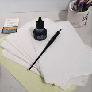 Papier abaca kozo blanc fait main 6 x 8, 10 feuilles