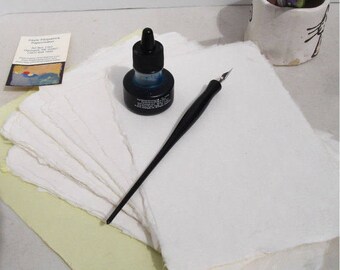 Handmade 6 x 8 white abaca kozo paper,10 sheets