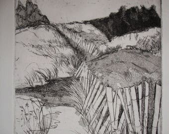 Original Fine Art Etching, Fields