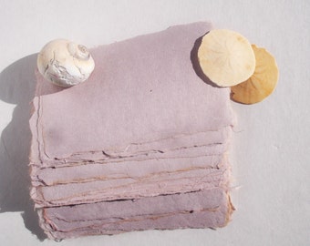 Ten little sheets of handmade heather abaca kozo paper