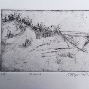 Original Fine Art Etching, &quot;Dunes&quot;