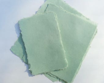 Dix feuilles de papier abaca kozo céladon fait main de 6 x 8 pouces