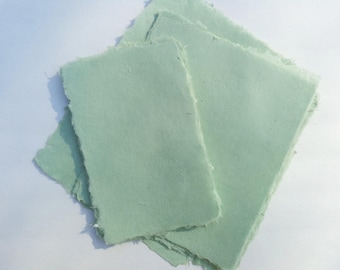 Ten sheets of 6 x 8 inch celadon handmade abaca kozo paper