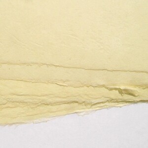 Ten 6 x 8 inch sheets of abaca, kozo paper, dyed lemon yellow image 2