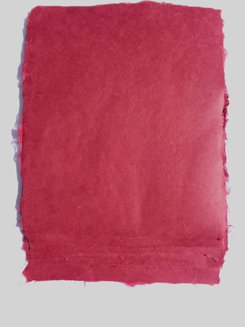 NEW Eight Sheets of 8 x10 inch Handmade Burgundy Abaca Kozo Paper