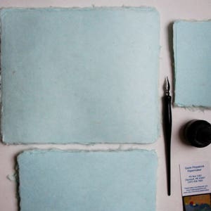 Ten sheets of 6 x 8 inch handmade paper, seafoam