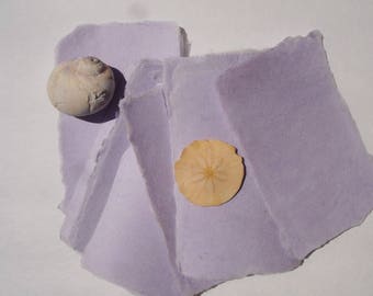 Ten small sheets of lavender handmade paper