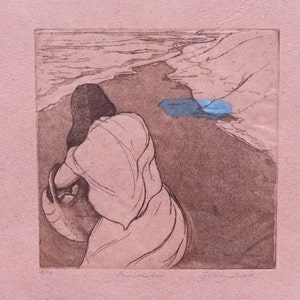 Beachcomber,Original Fine Art Etching on hadmade paper