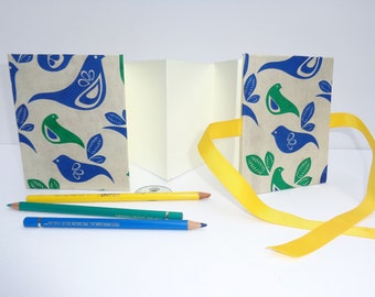 Cheerful Blue and Green Bird Accordion Book