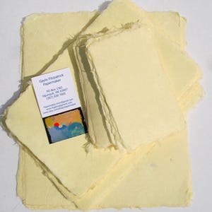 Ten 6 x 8 inch sheets of abaca, kozo paper, dyed lemon yellow image 3