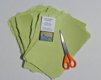 Ten sheets of avocado 6 x 8 inch abaca kozo paper