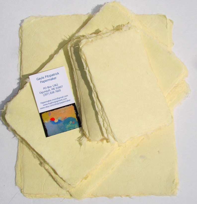 Eight sheets of yellow handmade abaca kozo paper,8 x 10 inches image 1