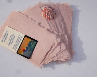 Peach handmade abaca kozo paper ten sheets of 3 x 5 inches
