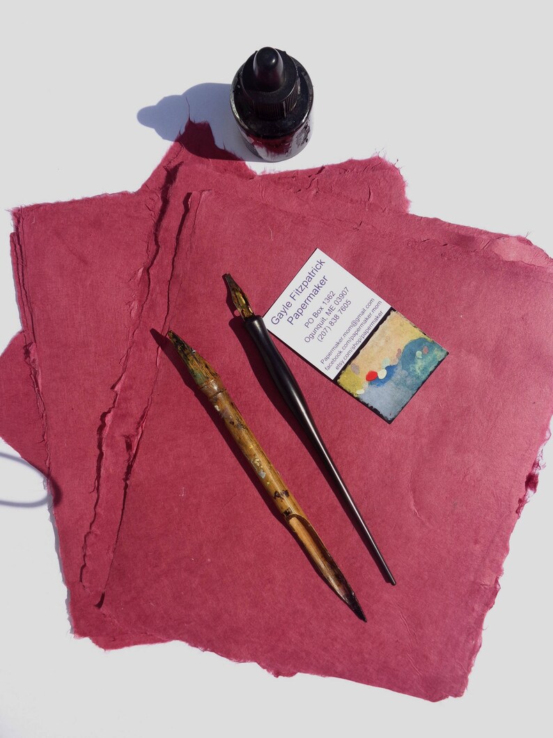 NEW Eight Sheets of 8 x10 inch Handmade Burgundy Abaca Kozo Paper