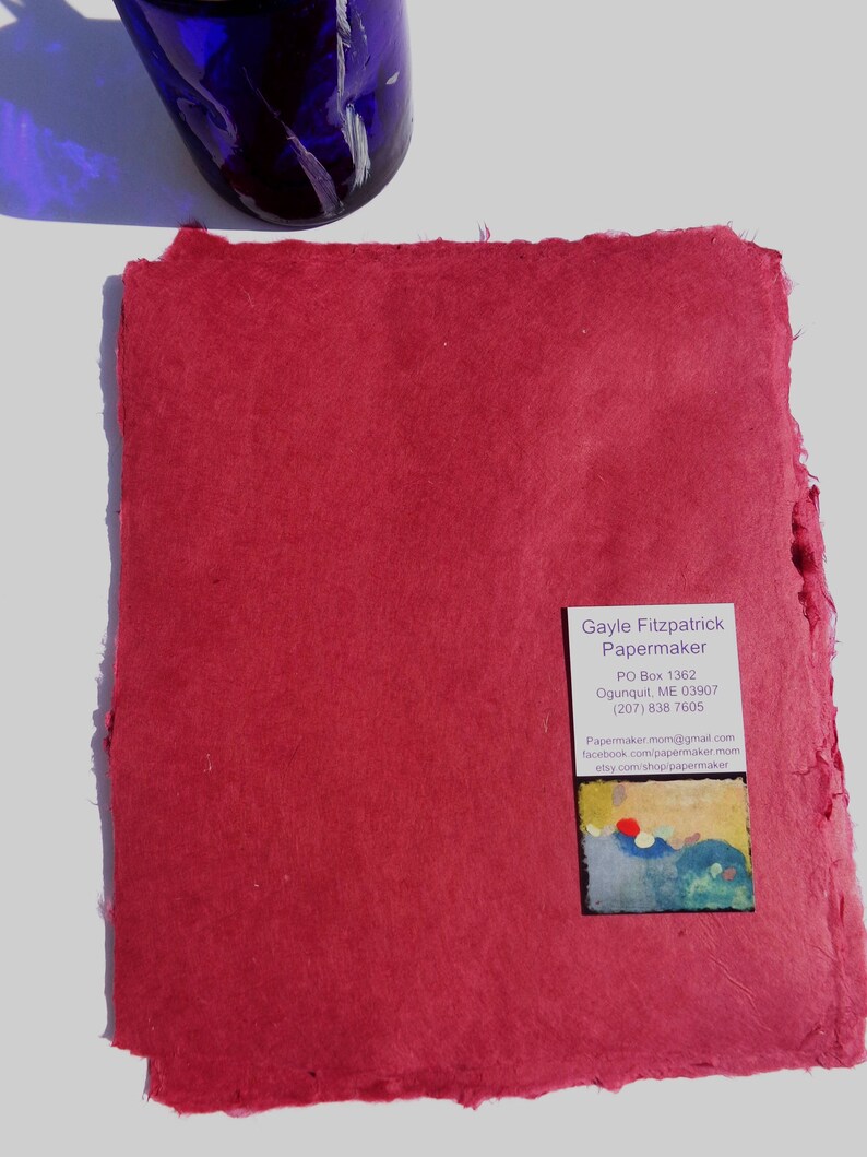 NEW Eight Sheets of 8 x10 inch Handmade Burgundy Abaca Kozo Paper