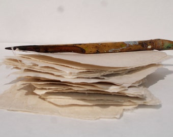 Handnade sheets of Natural 3 x 5 inch Abaca Kozo paper