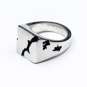 Silver signet ring for men, customized, perfect gift