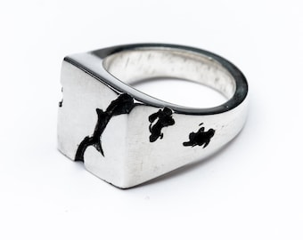 Chevalière en argent pour homme, personnalisable, taille réglable, idée cadeaux