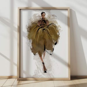 Black Model Fashion Illustration artwork, Black Woman art, Instant Download, Printable Modern Poster, Chic gift for her, Vogue Inspired