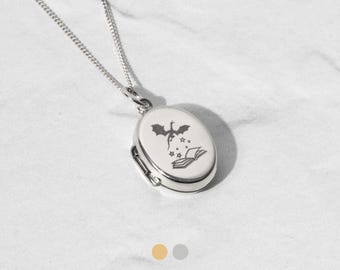 Dragon Book Locket 925 Sterling Silver or 18ct Gold-Plated Engraved Fantasy Jewellery - Reader Gift, Bookish, Dragon Rider Inspired