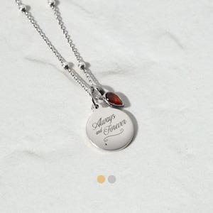 Always & Forever 925 Sterling Silver or Gold-Plated Ball Chain Necklace Semi-Precious Birthstone - For Supernatural Vampire Romance Fans