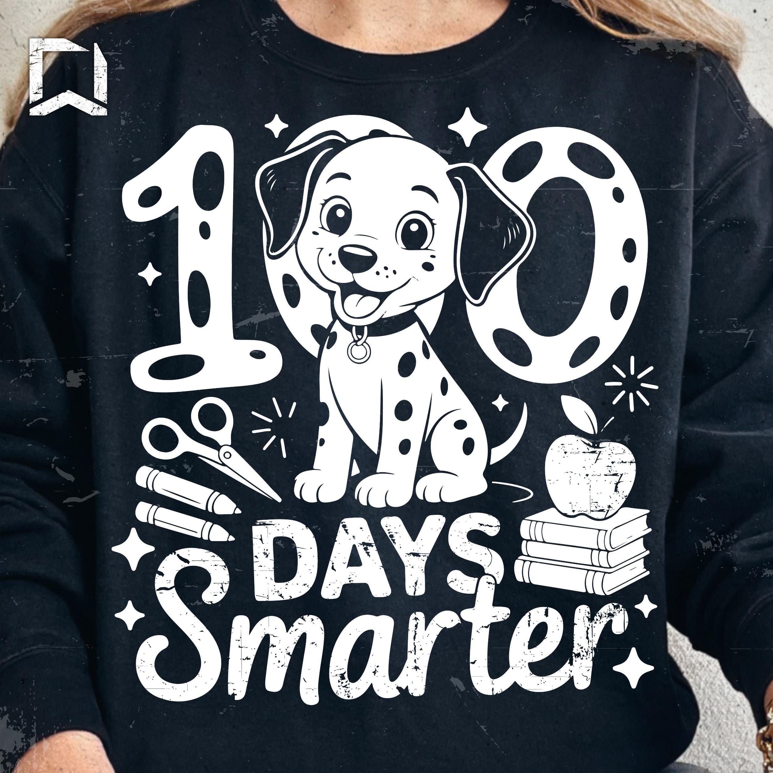100 Days Smarter SVG PNG | 100th Day of School Puppy | Dalmatian Dog ...