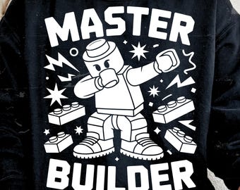 SVG - PNG | SVG Mestre Construtor, Design Divertido de Blocos de Montar, PNG de Construtor Fazendo Dab, Presente para Amante de Blocos de Brinquedo, SVG de Aniversário com Tema de Construção para Cricut