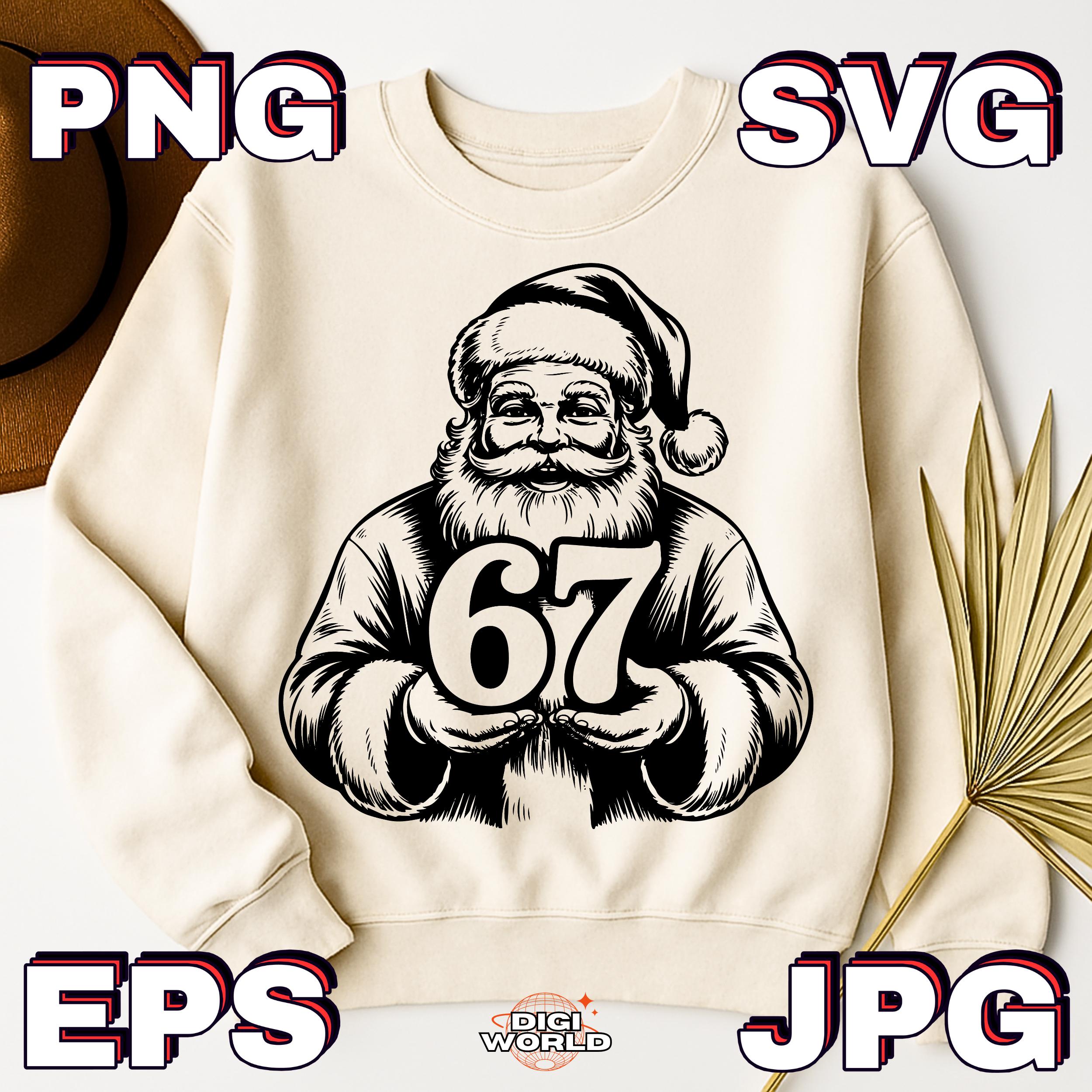 Santa 67 Six Seven Meme Png, Santa 67 SVG Mean Guy Png, Joke Christmas Png 6 7 ...