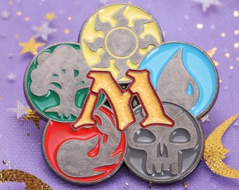 Magic the Gathering Mana Types Glitter Enamel Pin Badge