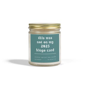 Vela divertida, velas únicas, cera de coco y albaricoque, tarjeta de bingo 2025, 9 oz