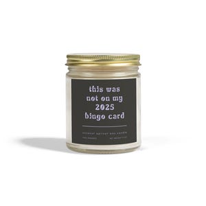 Vela divertida, velas únicas, cera de coco y albaricoque, tarjeta de bingo 2025, 9 oz