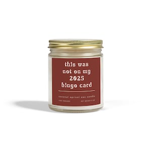 Vela divertida, velas únicas, cera de coco y albaricoque, tarjeta de bingo 2025, 9 oz