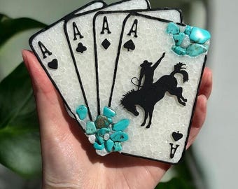 Carte da gioco con Turquoise freshies - Cowboy - mazzo di carte - poker - assi