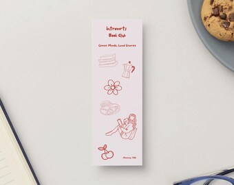 Introverts Book Club Bookmark | Red Line Art Reader Gift (Digital Download)