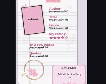 Coffee Pairing Book Review Template | Canva Instagram Template | Bookstagram Rating Page | Instant Download