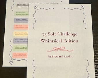 75 Soft Challenge Journal Printable | Whimsical Daily Planner | 75 Day Habit Tracker PDF | Instant Download | Wellness Journal