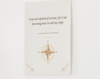 Louisa May Alcott Quote Print | Sailing Ship Compass Art (Digital Download)