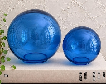 Hand Blown Coastal Cobalt Glass Orb | Decorative Glass Sphere | Coastal Modern Shelf Decor | Art Glass Float | Available in 4" or 6"
