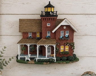 Vintage Brian Baker Sea Girt Lighthouse Sculpture | Hand Painted Coastal Wall Art | Limited Edition Lighthouse | Nautical Cottage Decor