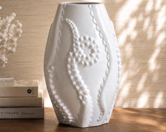 White Octopus Tentacle Vase | Coastal Ceramic Vase | Modern Nautical Decor | Ocean Inspired Statement Vase | Beach House Centerpiece