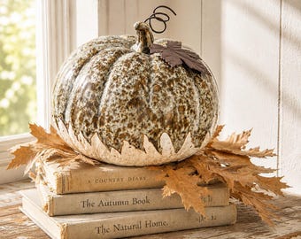 Speckled Ceramic Pumpkin Decor | Glazed Fall Harvest Pumpkin | Rustic Autumn Table Decor | Handmade Style Pottery Pumpkin