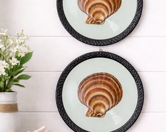 Mud Pie Set of 2 Shell Plates | Coastal Dessert Plates, Nautical Decor