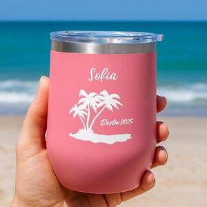 Vaso personalizado de 12 oz para viajes y verano, taza térmica personalizada, bebida portátil duradera, regalo para aventuras al aire libre