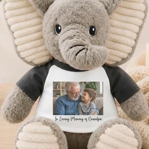 Personalized Photo Memorial Plush Monkey Gift, Custom Message Teddy Bear, In Memory Of Loved One Cow Plushie, Bereavement Gift For Child