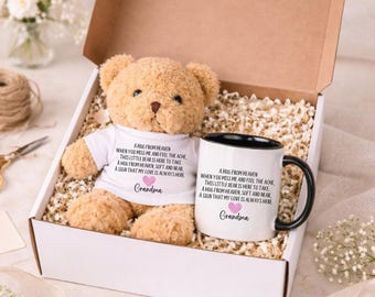 Custom Hug From Heaven Memorial Memory Bear And Mug Gift Set, Hug In A Box, Grief Care Package, Personalized Sympathy Gift Box, Parent Loss